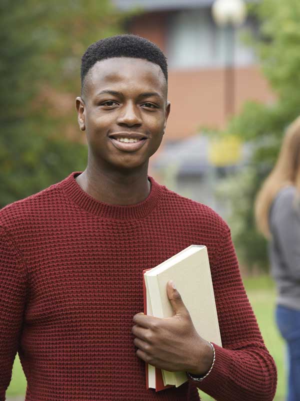 Young African American Male Student on Campus